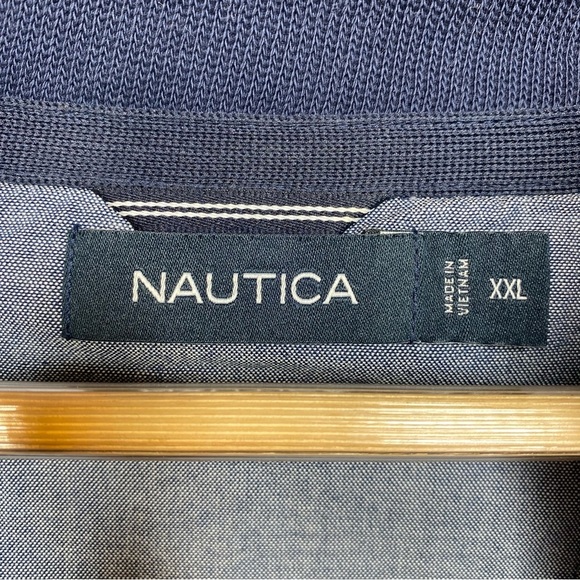Nautica Men XXL Quarter Zip Pullover Navy Blue 100% Cotton Mock Neck Long Sleeve - Picture 5 of 10